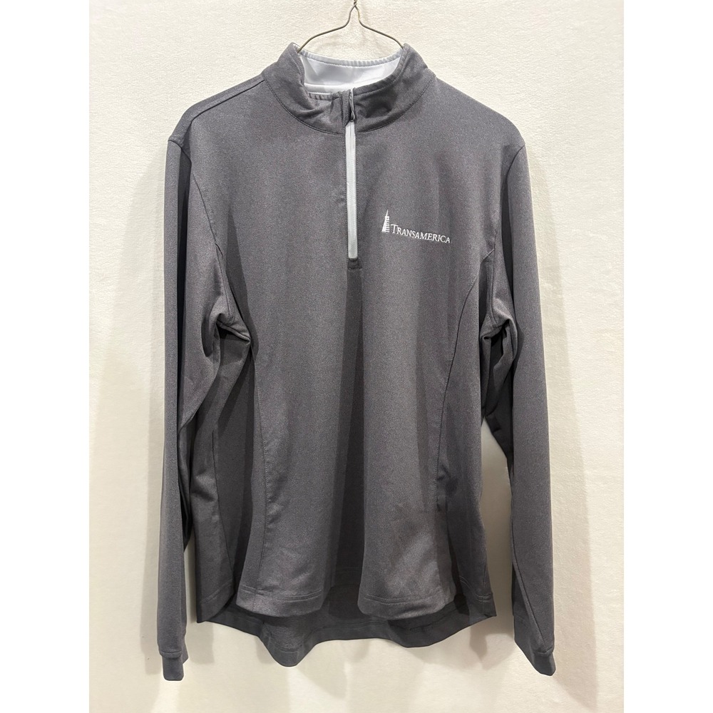 Pebble Beach Performance Mens Medium Gray Quarter Zip Transamerica Golf Pullover